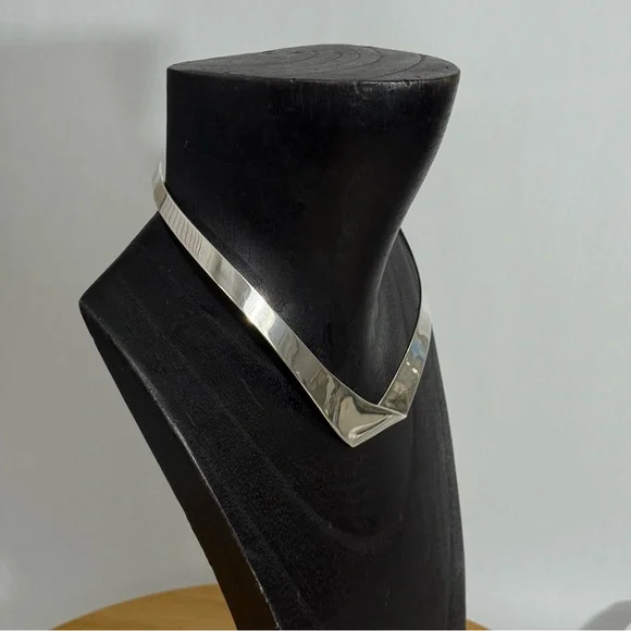 Vintage TAXCO 950 Mexico TO-96 ALICIA Sterling Silver Modernist Cuff Necklace - Picture 4 of 16